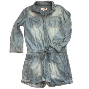 Dollhouse Chambray Denim Jumpsuit Shorts Romper S
